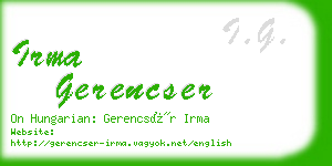 irma gerencser business card